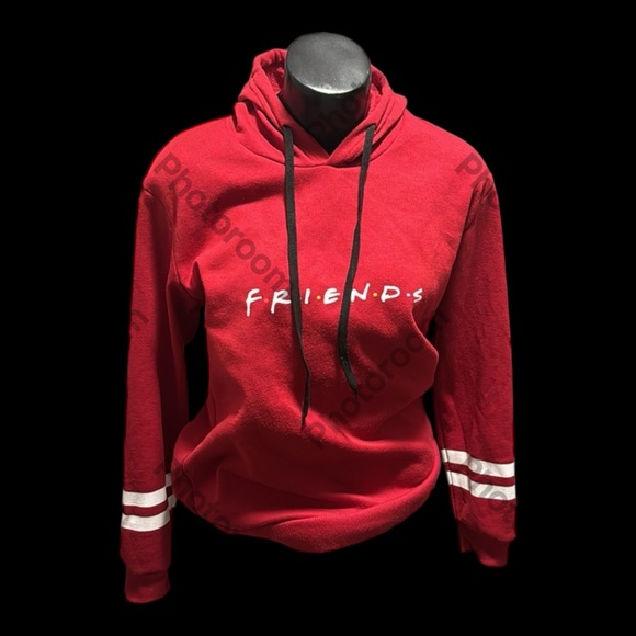🎈HOST PICK🎈| Long Sleeve Pullover Hoodie | F•R•I•E•N•D•S | Red & White | Small - Picture 2 of 5